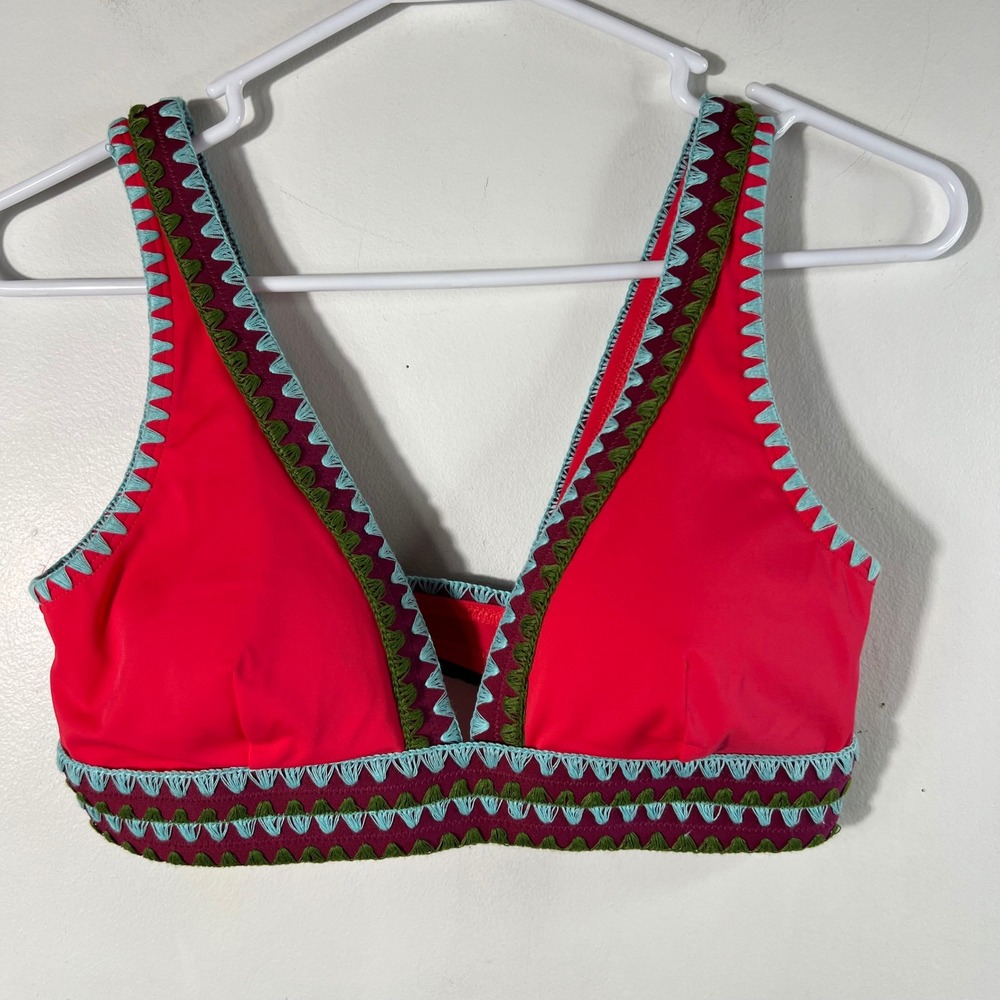 Boden Porto Crochet Bikini Top 6 NWOT Polyamide Elastane Red Purple Green Blue